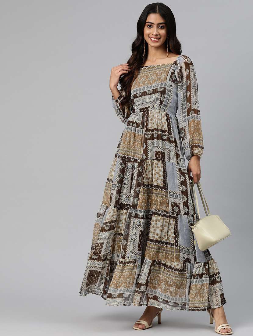 women's printed tiered dress 