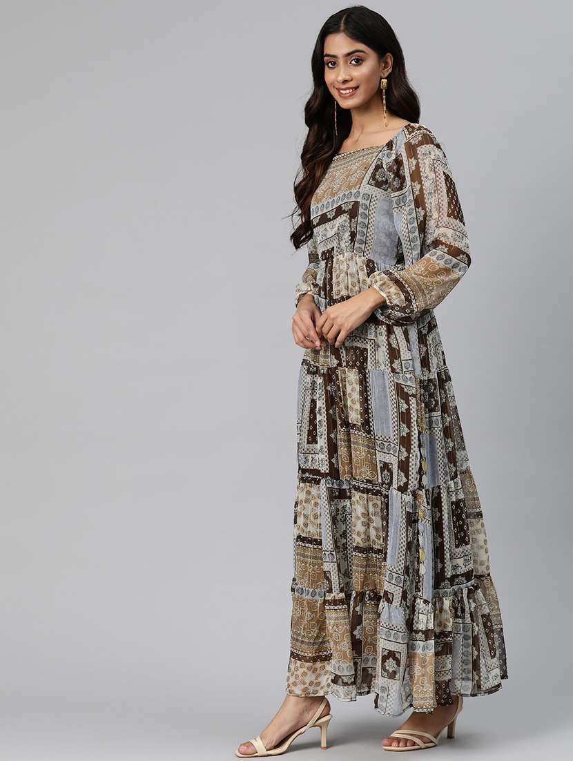 women's printed tiered dress - 20007549 - Standard Image - 2