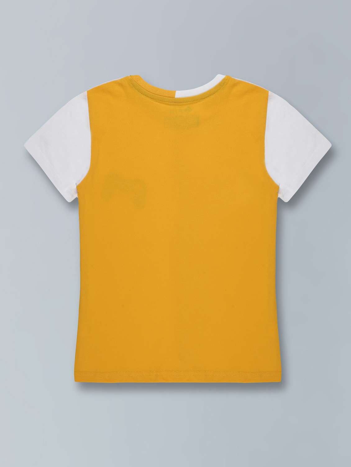 yellow & white color block round neck t-shirt  - 20007585 -  Standard Image - 2