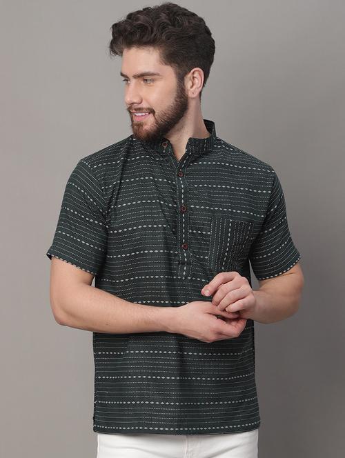 men black printed short kurta - 20007604 - Standard Image - 0