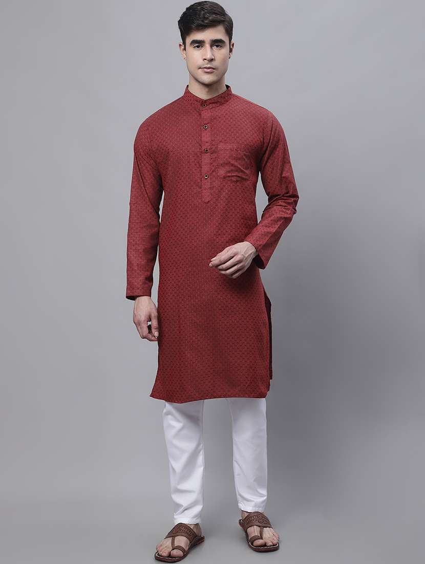 men self design  mandarin neck long kurta