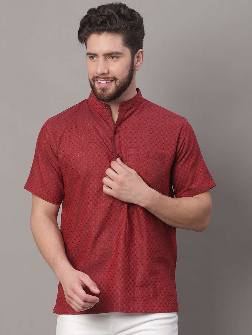 men red printed short kurta - 20007608 - Zoom Image - 0