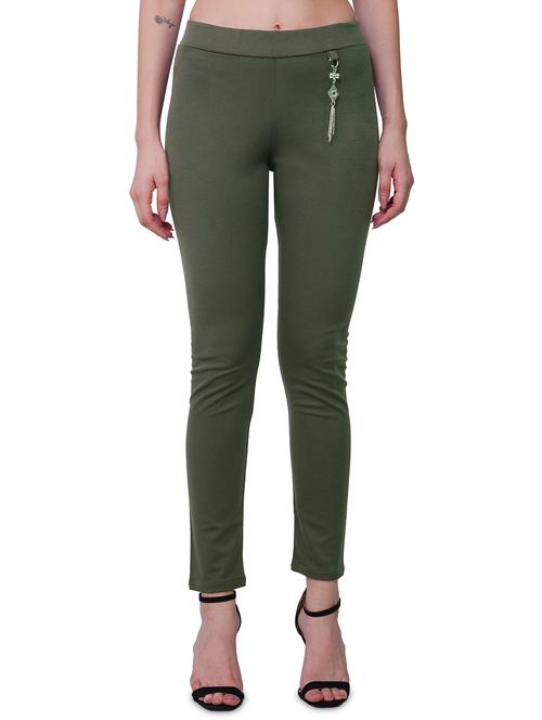 women solid spandex jegging - 20007624 - Standard Image - 0