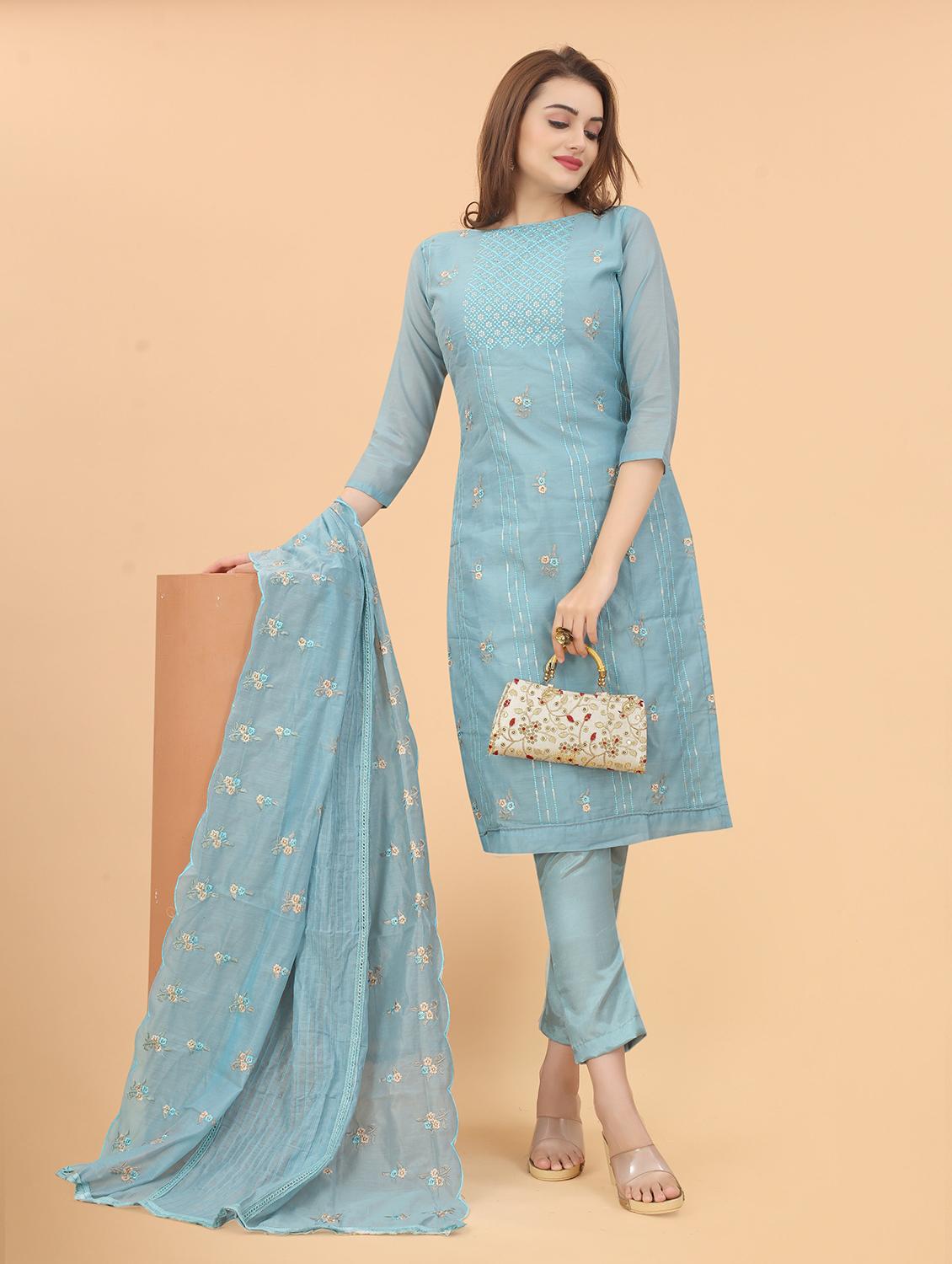 embroidered kurta pant with dupatta set - 20007794 - Standard Image - 2
