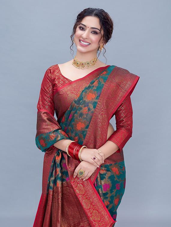 self design woven saree with blouse - 20007975 - Standard Image - 2