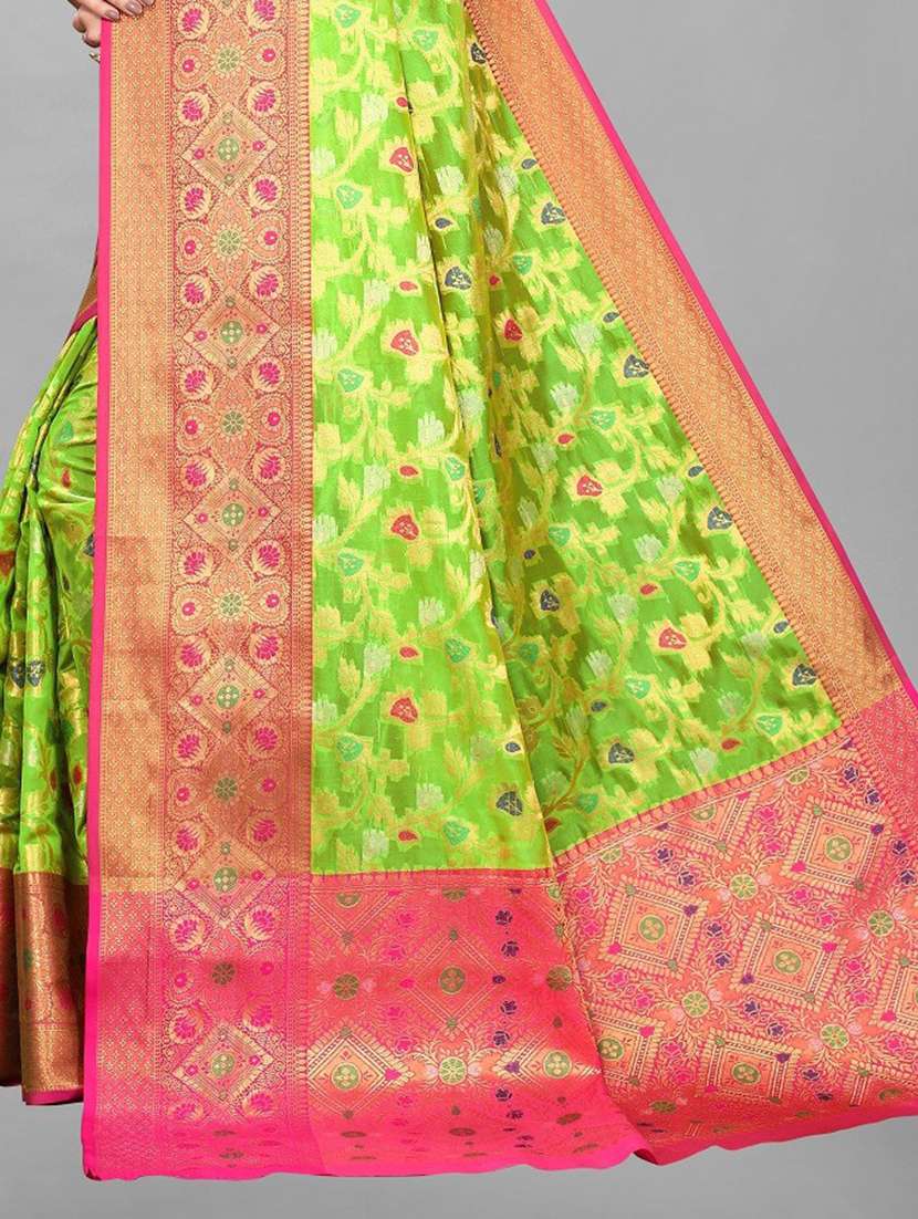 light green silk blend dharmavaram saree with blouse - 20007985 - Standard Image - 2