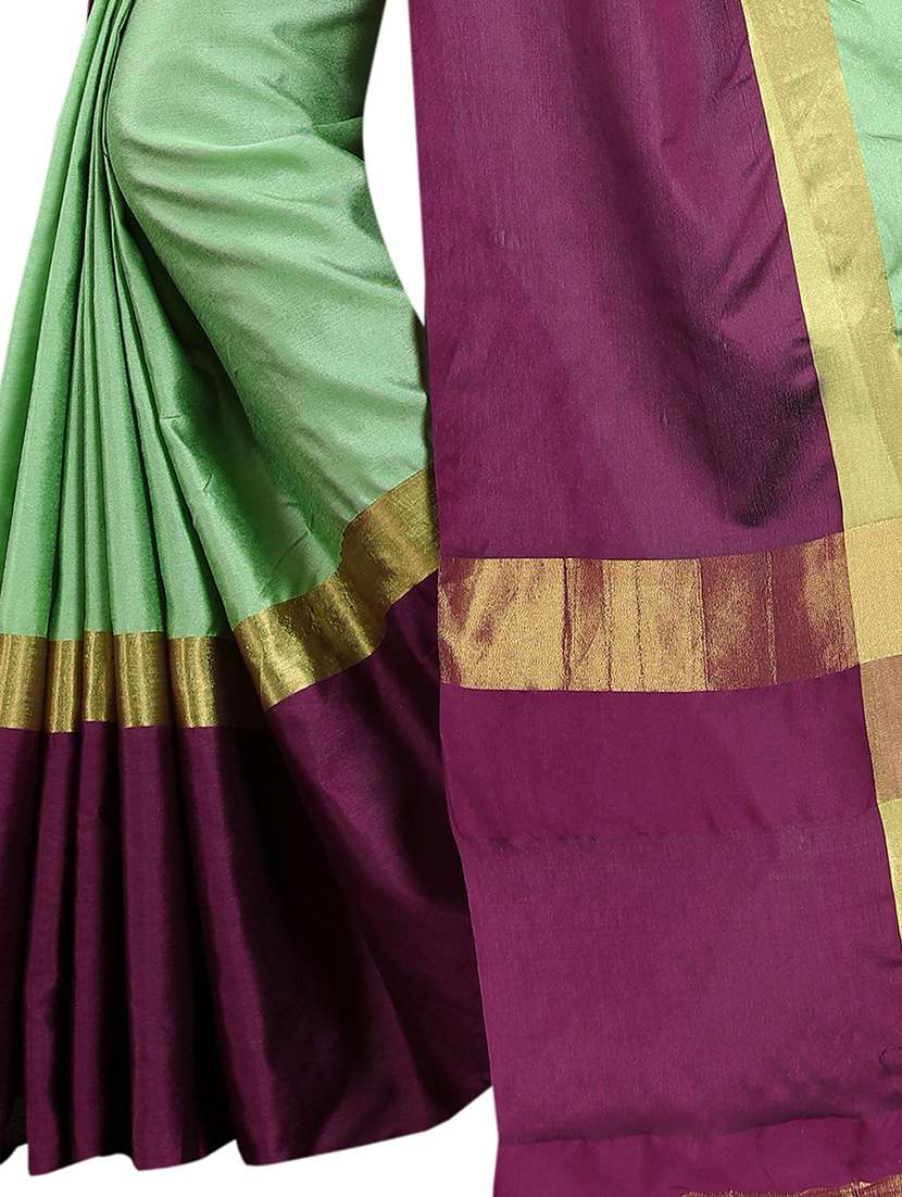 light green cotton silk saree with blouse - 20007988 - Standard Image - 2