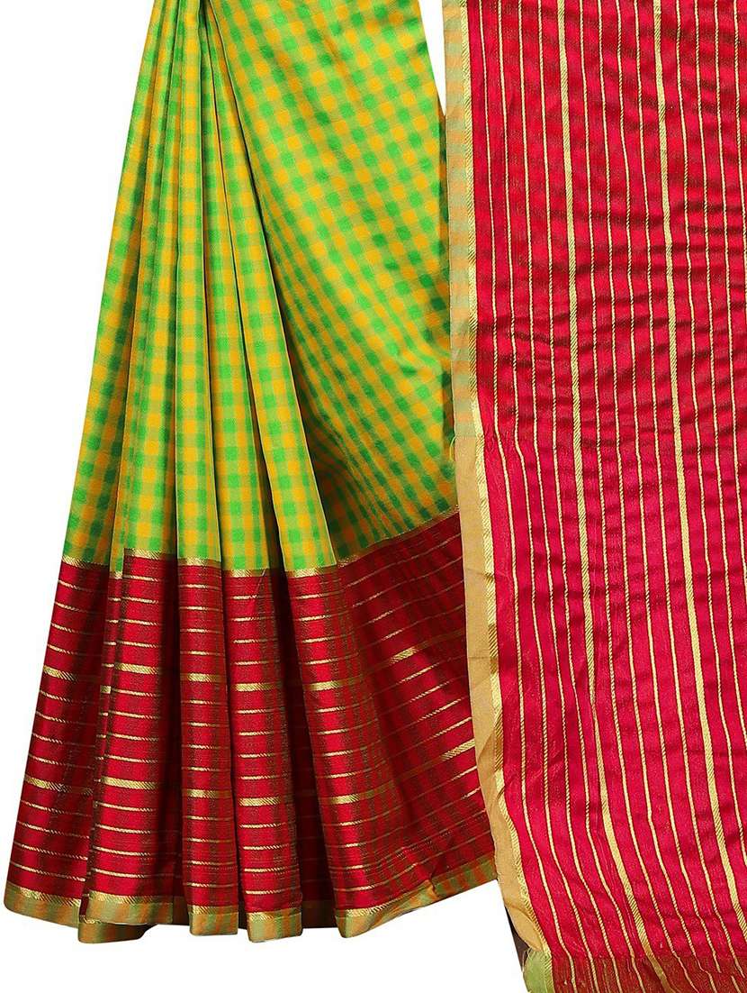 light green cotton silk saree with blouse - 20008003 - Standard Image - 2