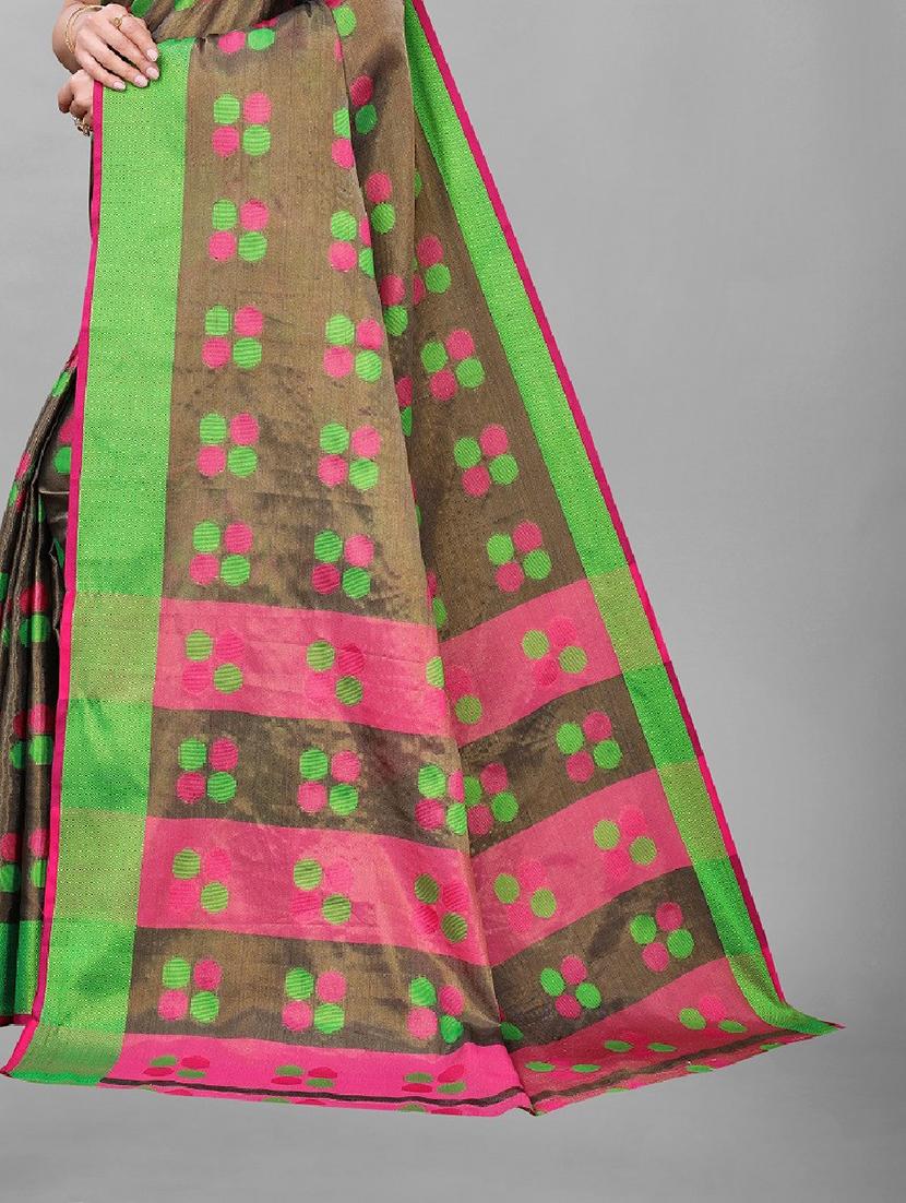dark green art silk saree with blouse - 20008010 - Standard Image - 2