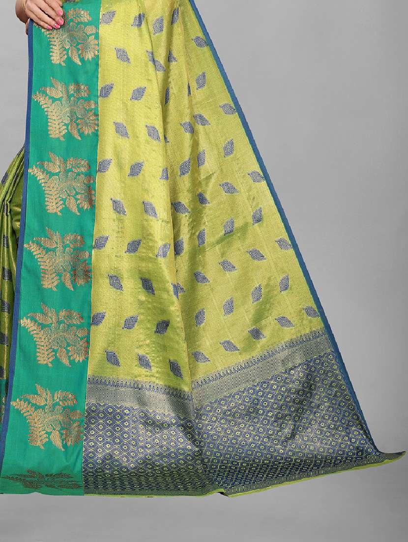 light green silk blend kanjivaram saree with blouse - 20008103 - Standard Image - 2