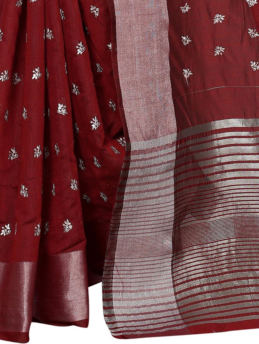 red chanderi saree with blouse - 20008112 - Standard Image - 2