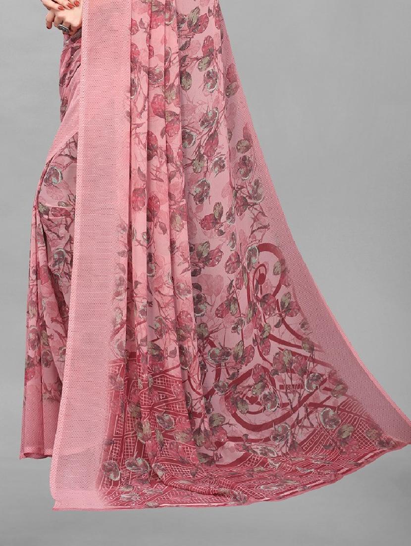pink printed saree with blouse - 20008161 - Standard Image - 2