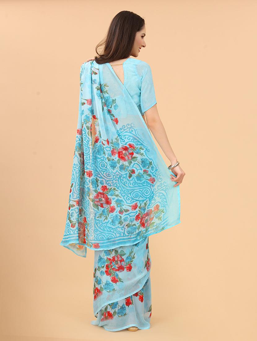 floral printed saree with blouse - 20008184 - Standard Image - 2