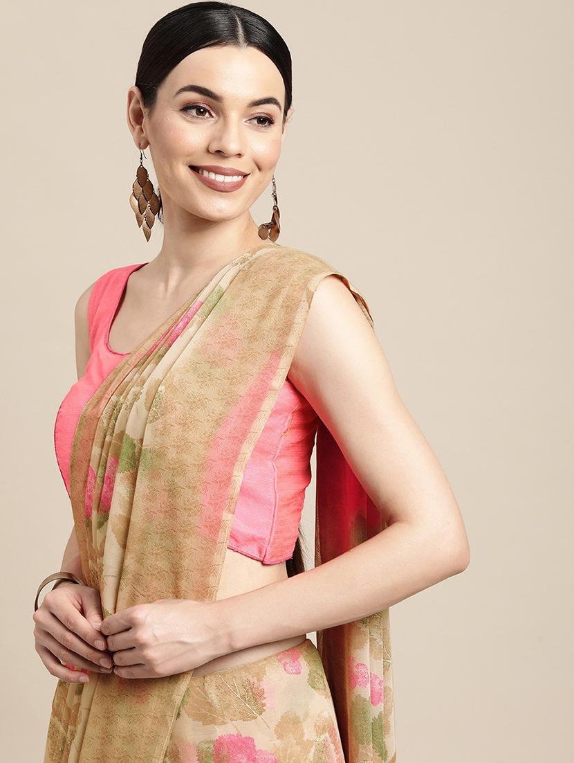 floral printed saree with blouse - 20008194 - Standard Image - 2