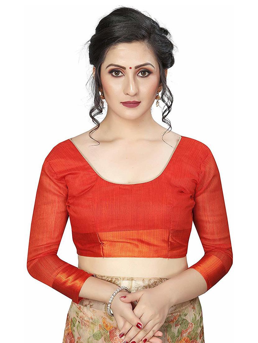 orange floral printed woven saree with blouse - 20008213 - Standard Image - 2