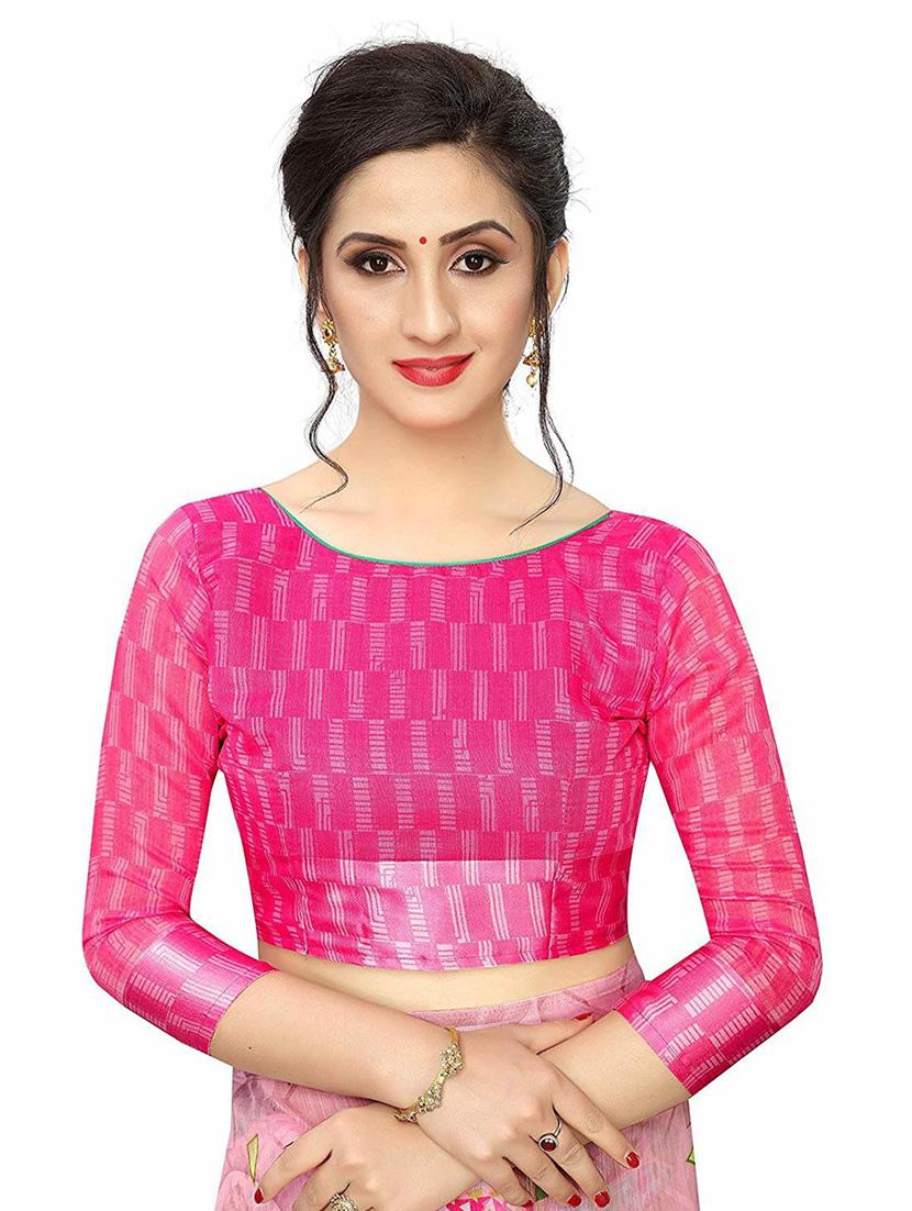 pink printed saree with blouse - 20008237 - Standard Image - 2