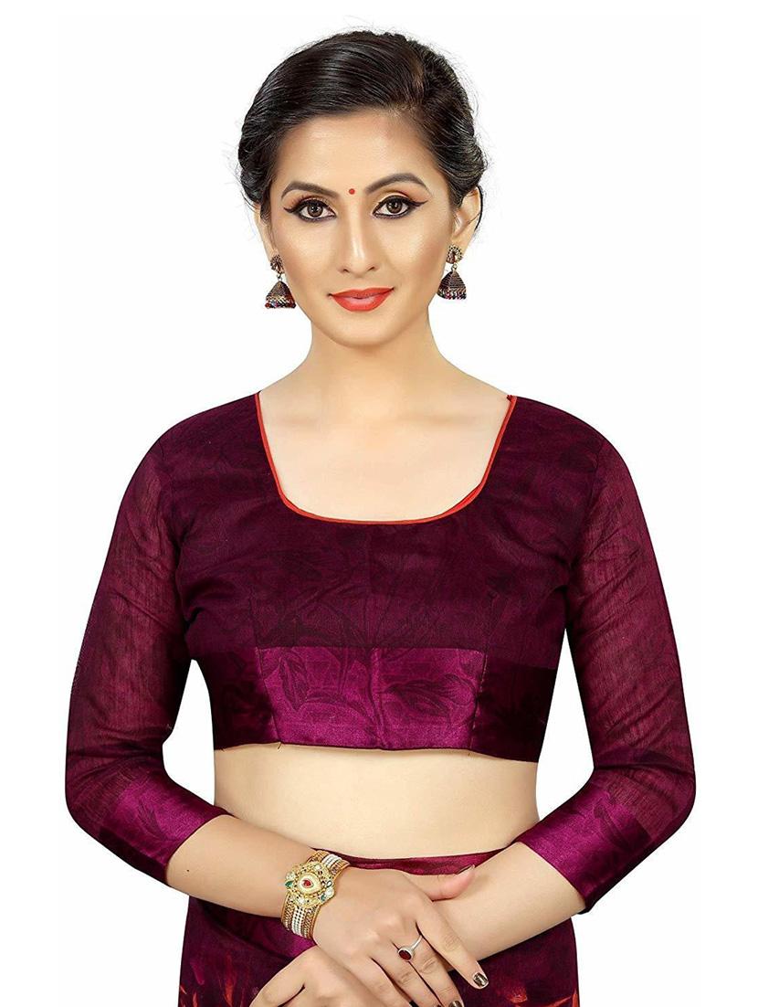 purple floral printed saree with blouse - 20008250 - Standard Image - 2