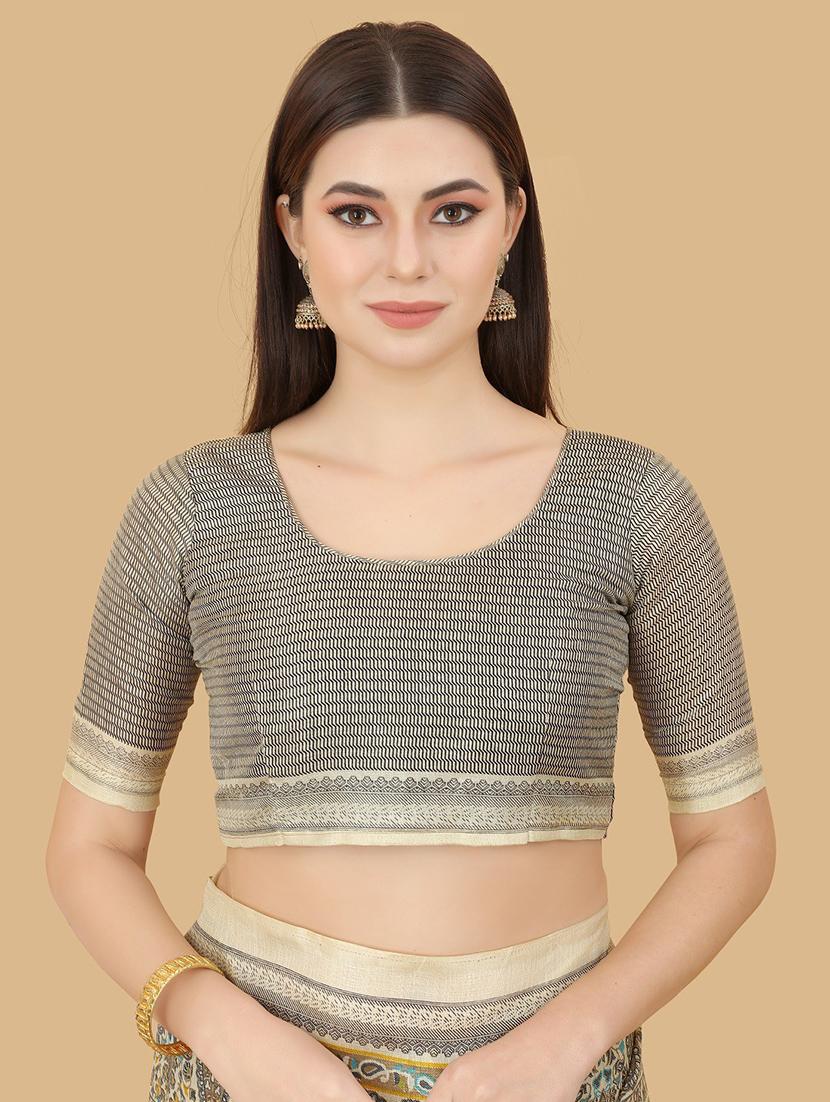 off-white printed saree with blouse - 20008318 - Standard Image - 2