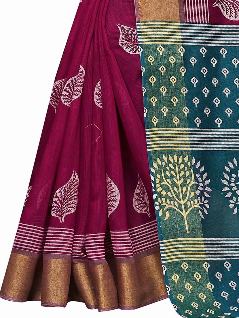 pink cotton blend saree - 20008336 - Standard Image - 2