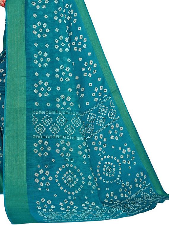 turquoise woven saree with blouse - 20008338 - Standard Image - 2