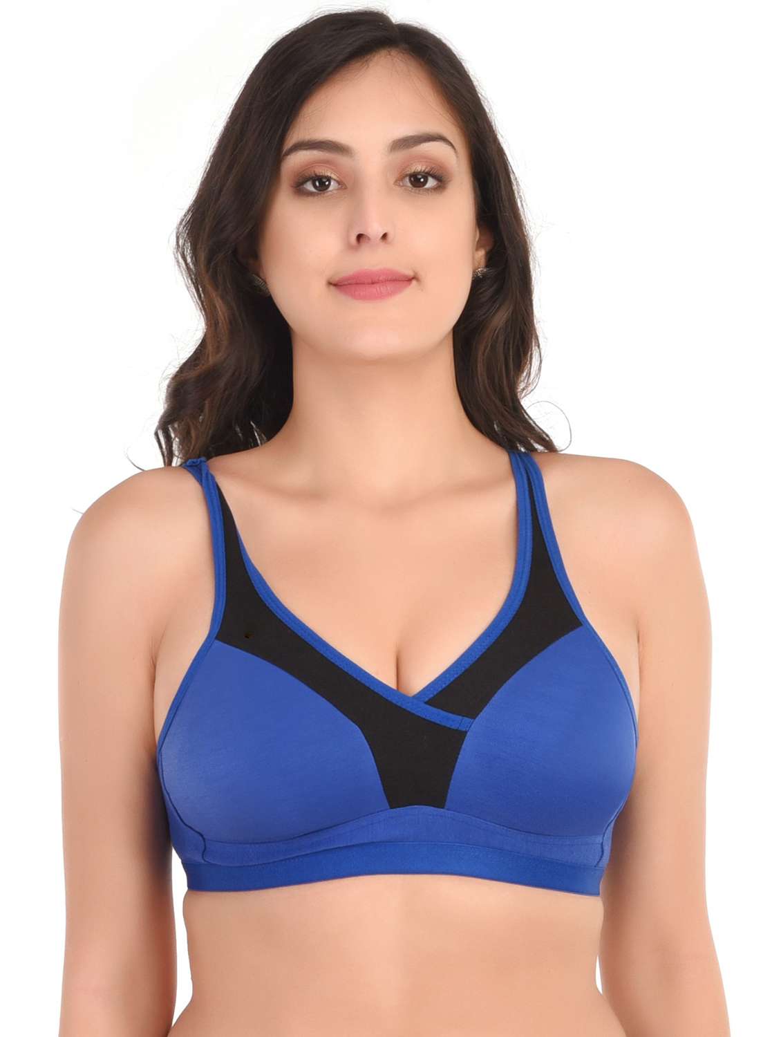 blue nylon sports bra