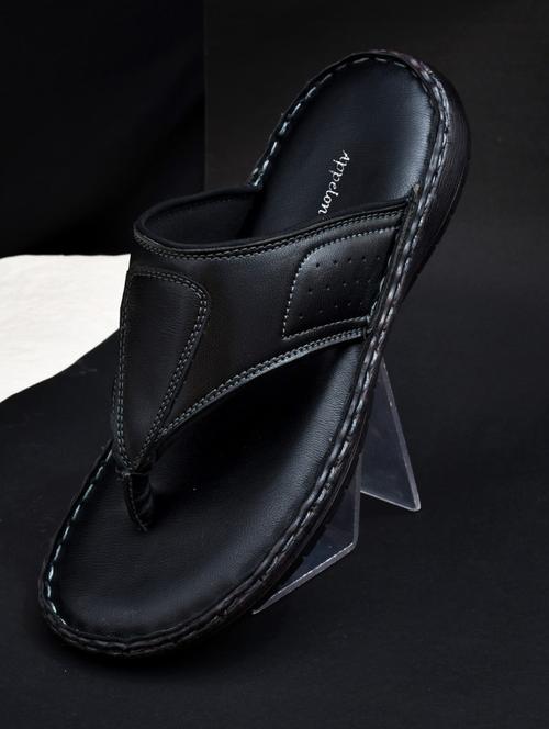 black synthetic & mesh toe separator slippers - 20008662 - Standard Image - 0