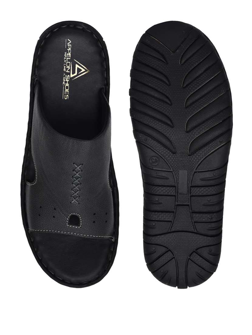 black synthetic slip on sandals - 20008692 -  Standard Image - 2