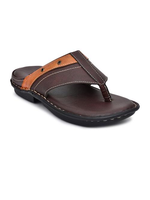brown pu toe separator slippers - 20008699 -  Standard Image - 0