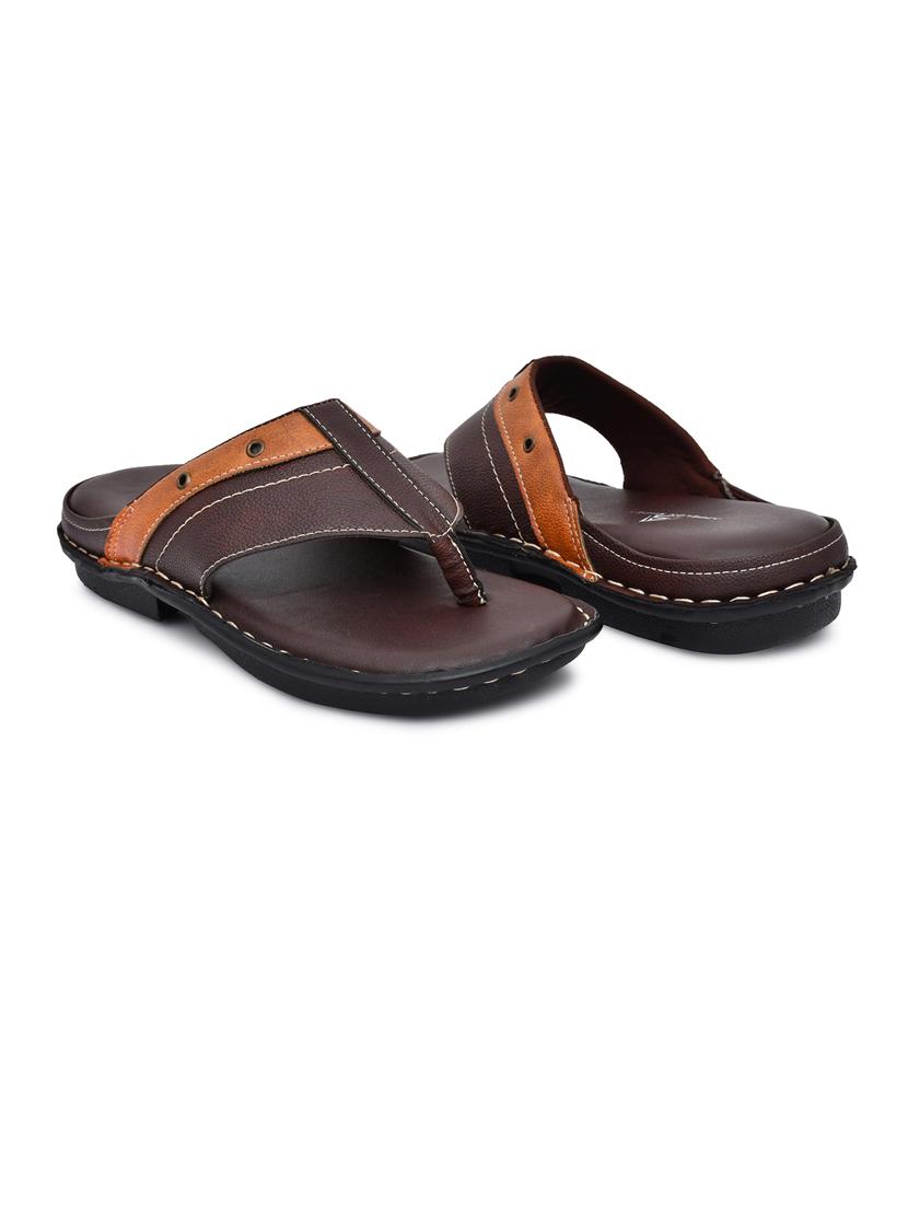 brown pu toe separator slippers - 20008699 - Standard Image - 2