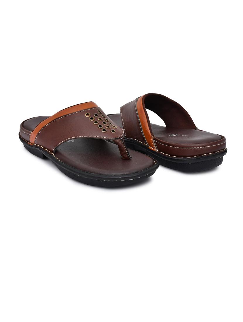 brown pu toe separator slippers - 20008700 - Standard Image - 2