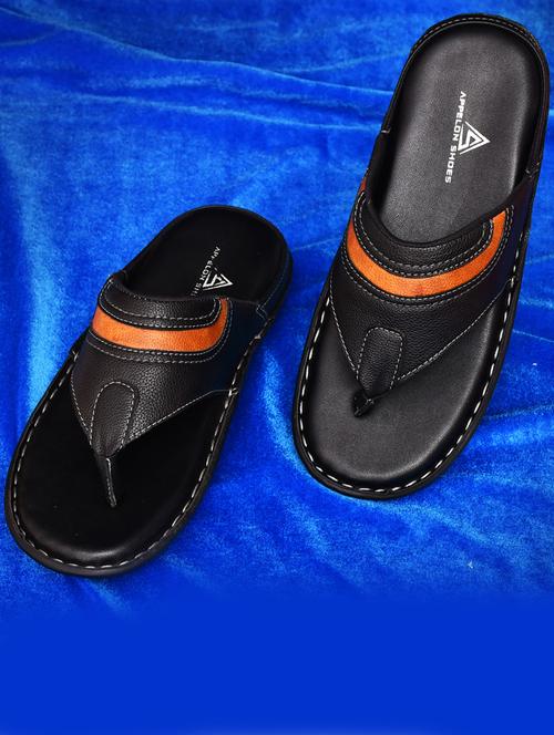 black pu toe separator slippers - 20008701 -  Standard Image - 0