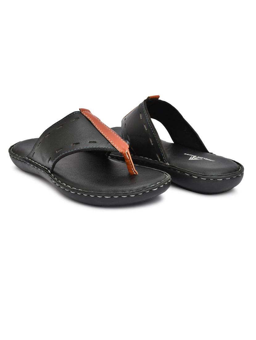 black pu toe separator slippers - 20008716 - Standard Image - 2