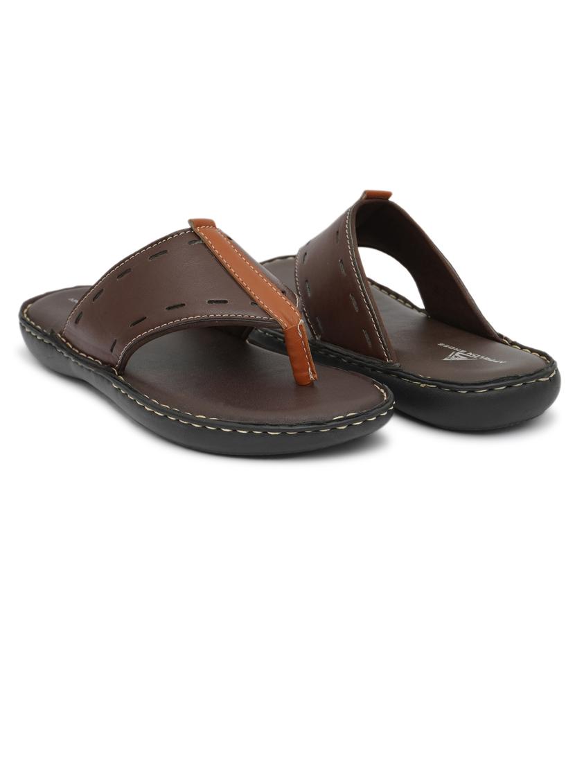 brown pu toe separator slippers - 20008717 - Standard Image - 2