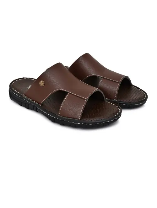 brown synthetic slip on sandals - 20008724 - Standard Image - 0