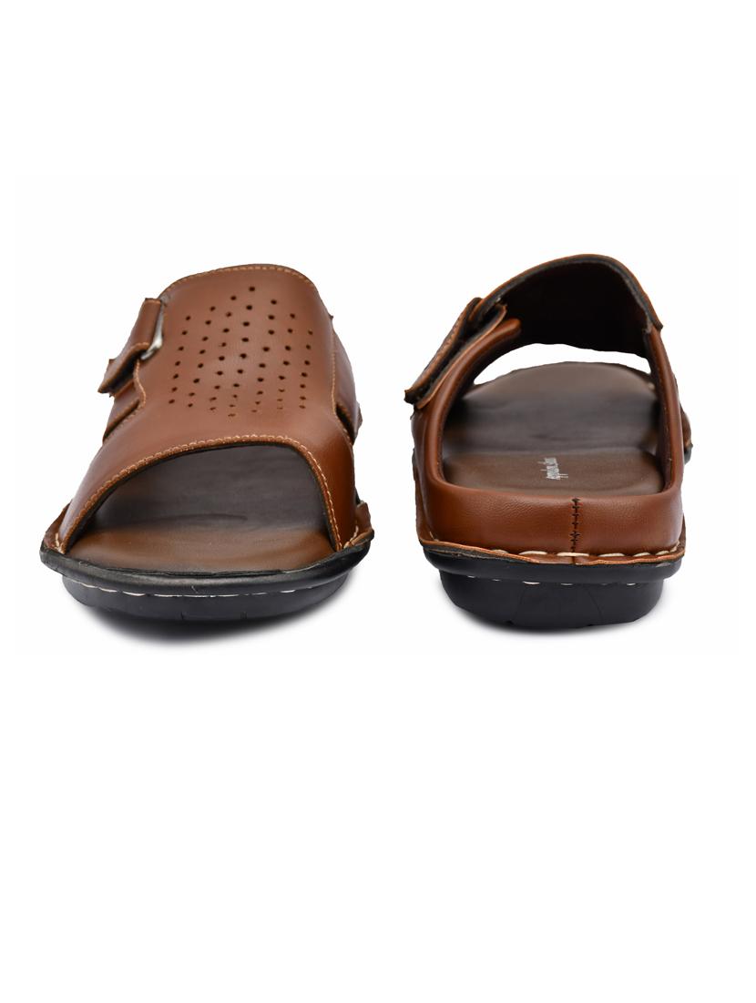 tan synthetic slip on sandals - 20008787 - Standard Image - 2