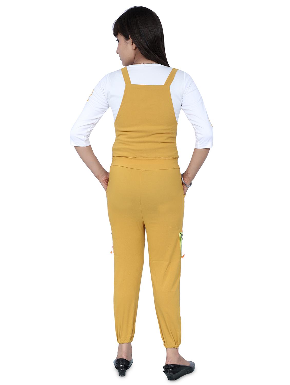 yellow solid adjustable shoulder straps dungaree - 20009432 - Standard Image - 2