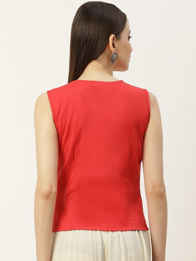 v-neck solid stitched blouse - 20009517 - Standard Image - 2