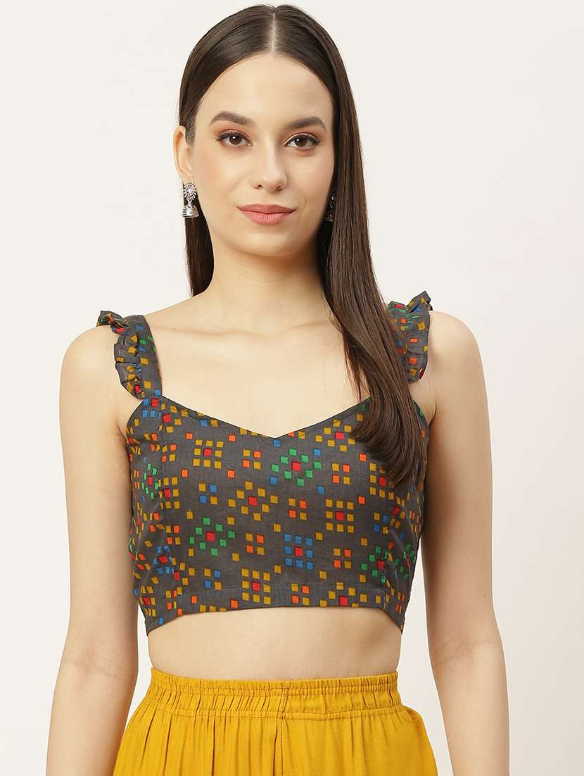 women grey sweetheart neck blouse