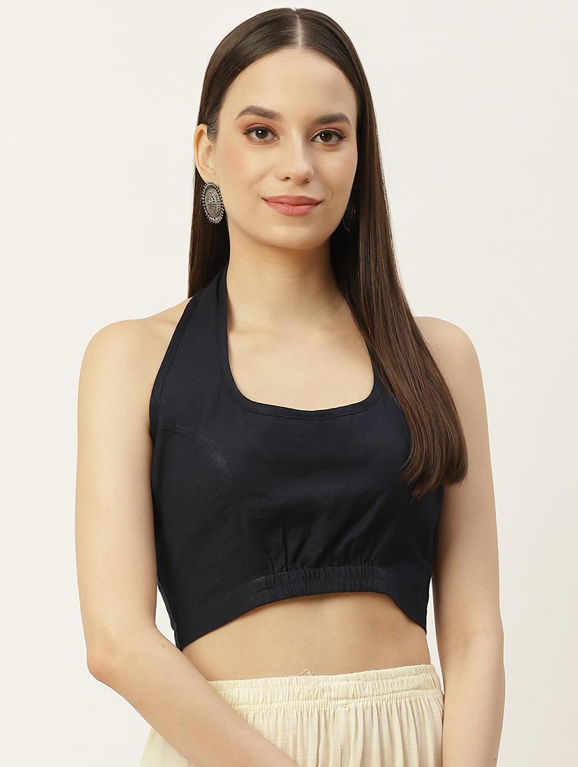 women navy blue halter neck blouse - 20009548 - Zoom Image - 0