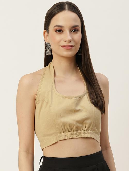 women beige halter neck blouse - 20009552 - Standard Image - 0