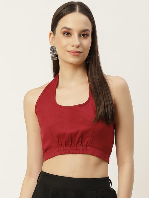 women maroon halter neck blouse - 20009553 -  Standard Image - 0
