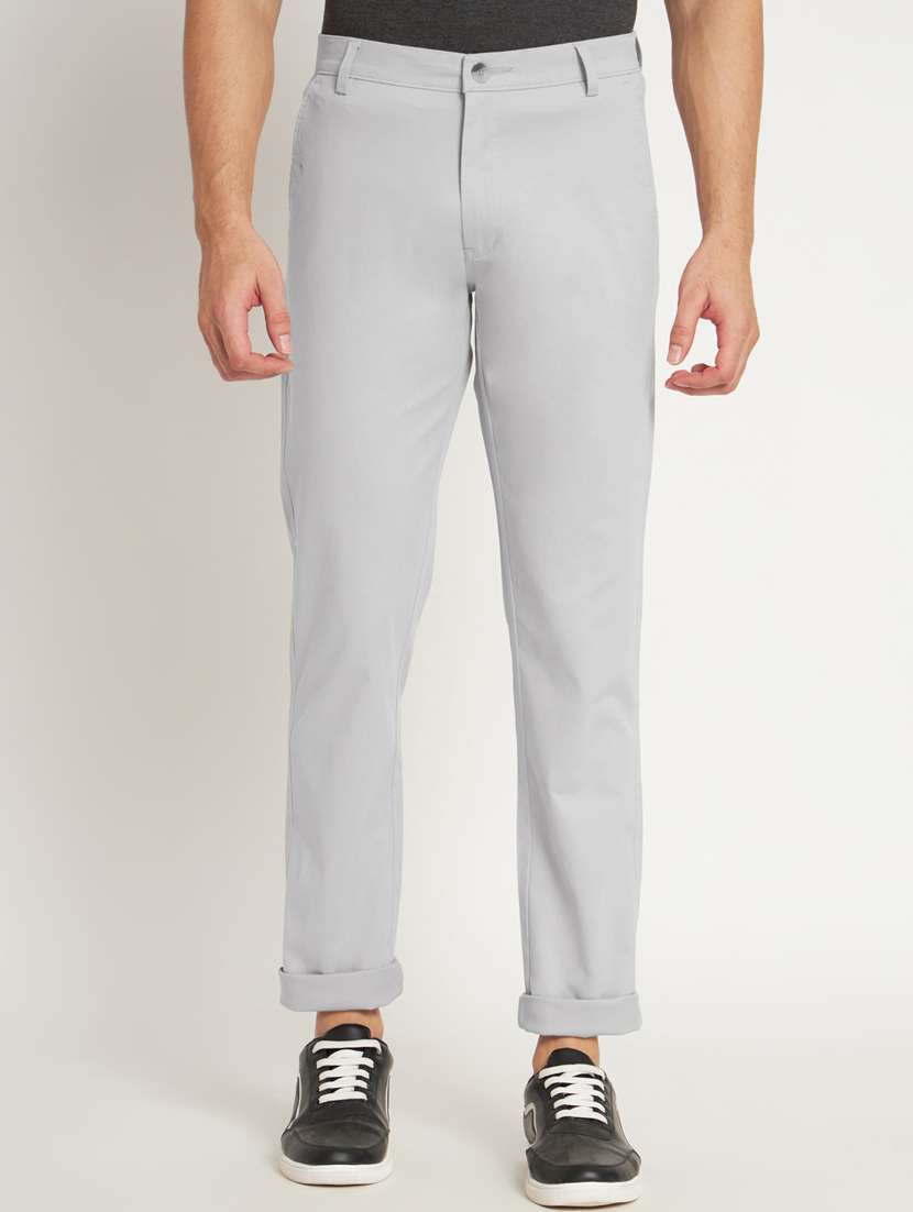 grey cotton chinos casual trousers