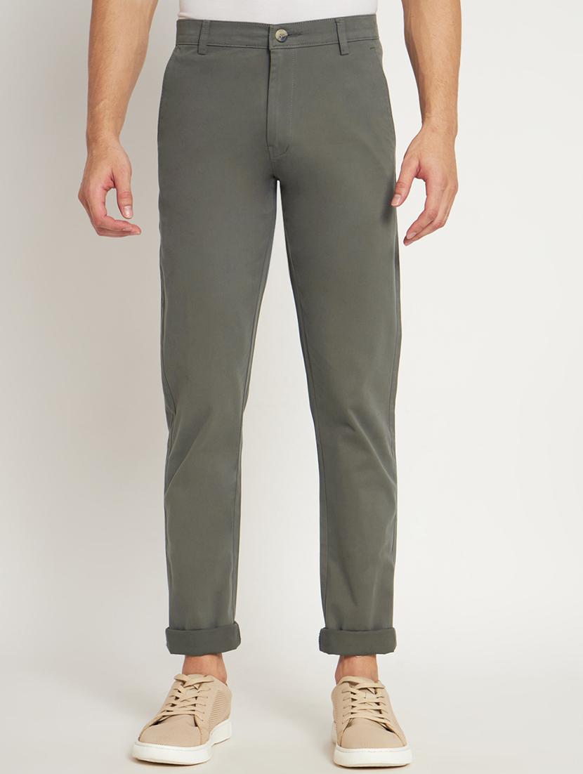 green cotton chinos casual trousers - 20009714 -  Zoom Image - 0