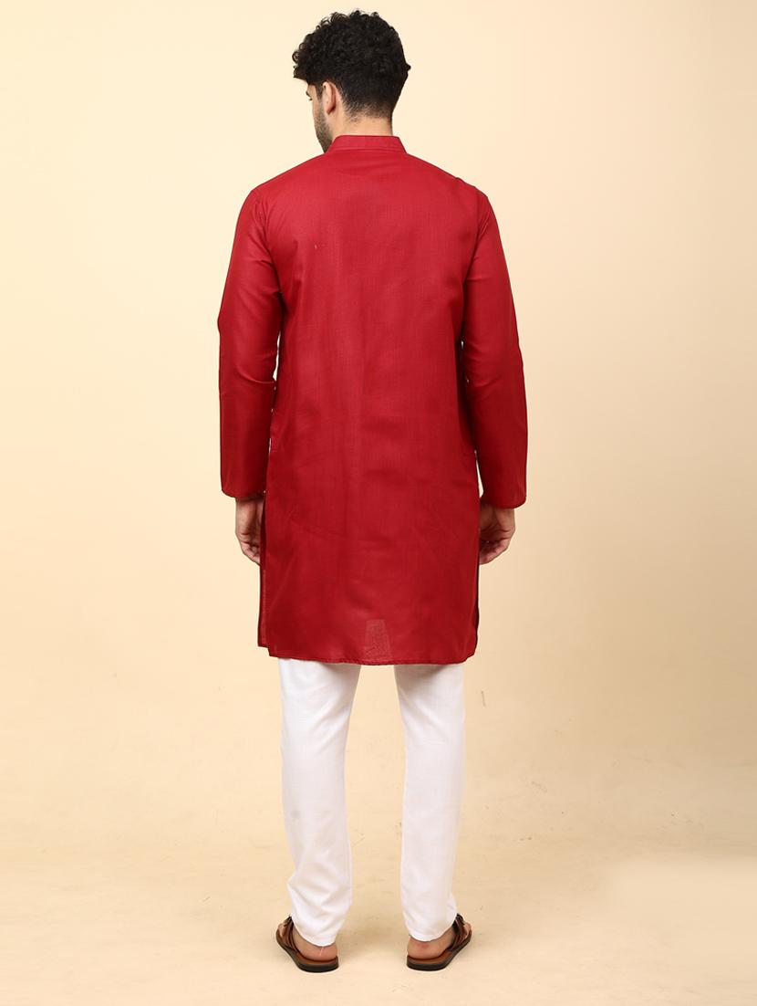 mandarin neck solid long kurta - 20009740 - Standard Image - 2
