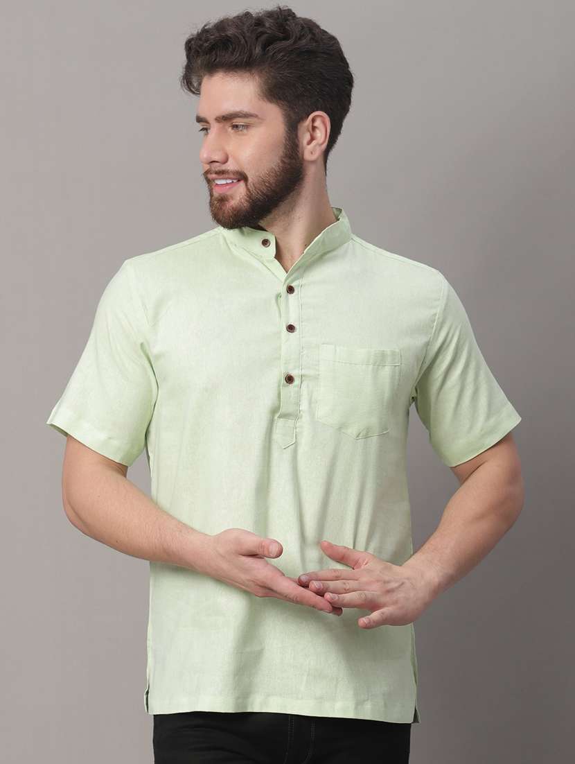 mandarin neck solid short kurta