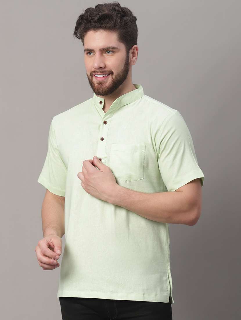 mandarin neck solid short kurta - 20009827 -  Standard Image - 2