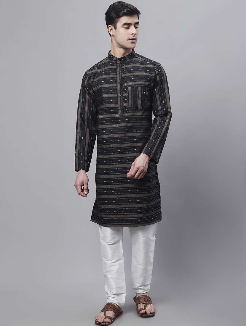 mandarin neck striped long kurta