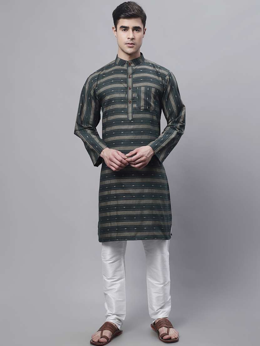 mandarin neck striped long kurta