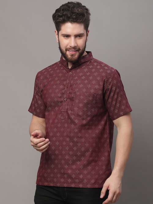 mandarin neck printed short kurta