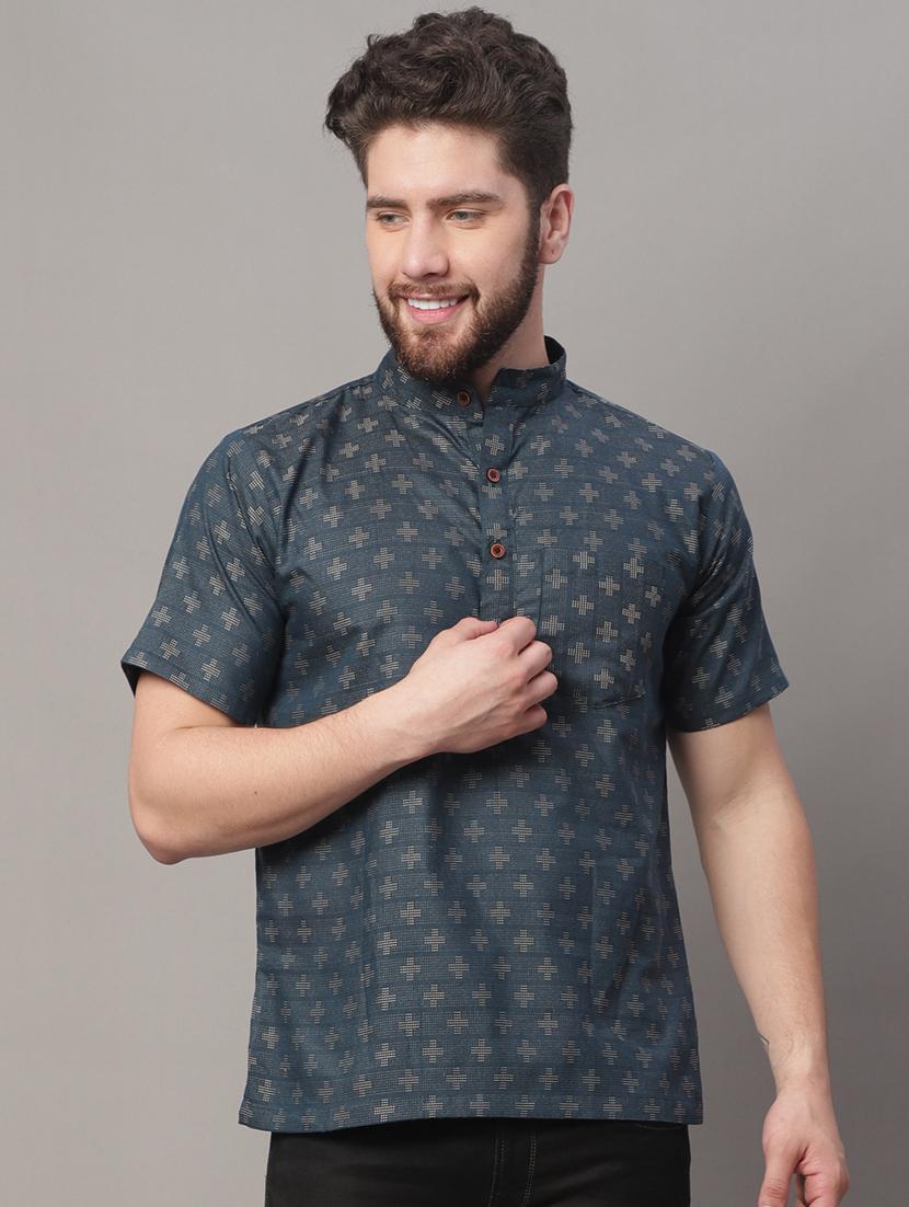 mandarin neck printed short kurta - 20009841 - Zoom Image - 0